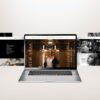 New York Template website mockup on a silver laptop