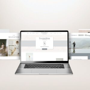 Fontainebleau Template website mockup on a silver laptop
