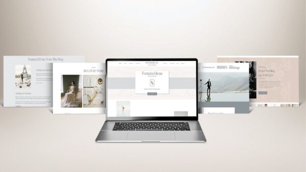 Fontainebleau Template website mockup on a silver laptop